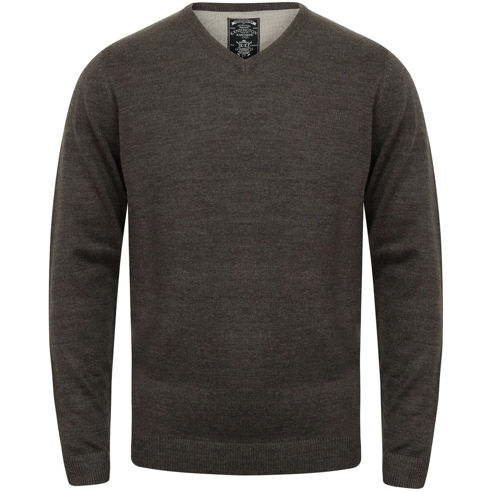 Kensington Men's Basic V Neck Jumper - Charcoal Marl - M - Grijs Afbeelding 1