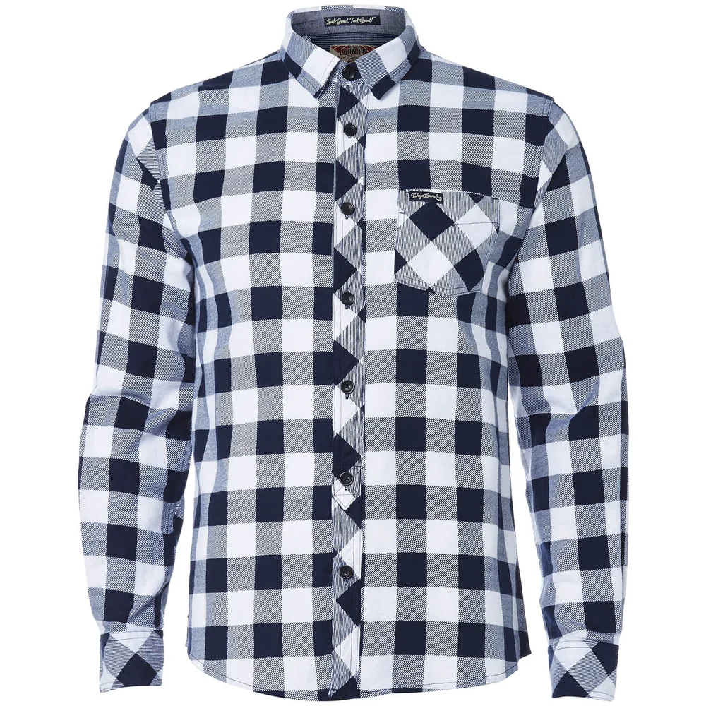 Tokyo Laundry Men's Alhambra Flannel Long Sleeve Shirt - White - S - Wit Afbeelding 1
