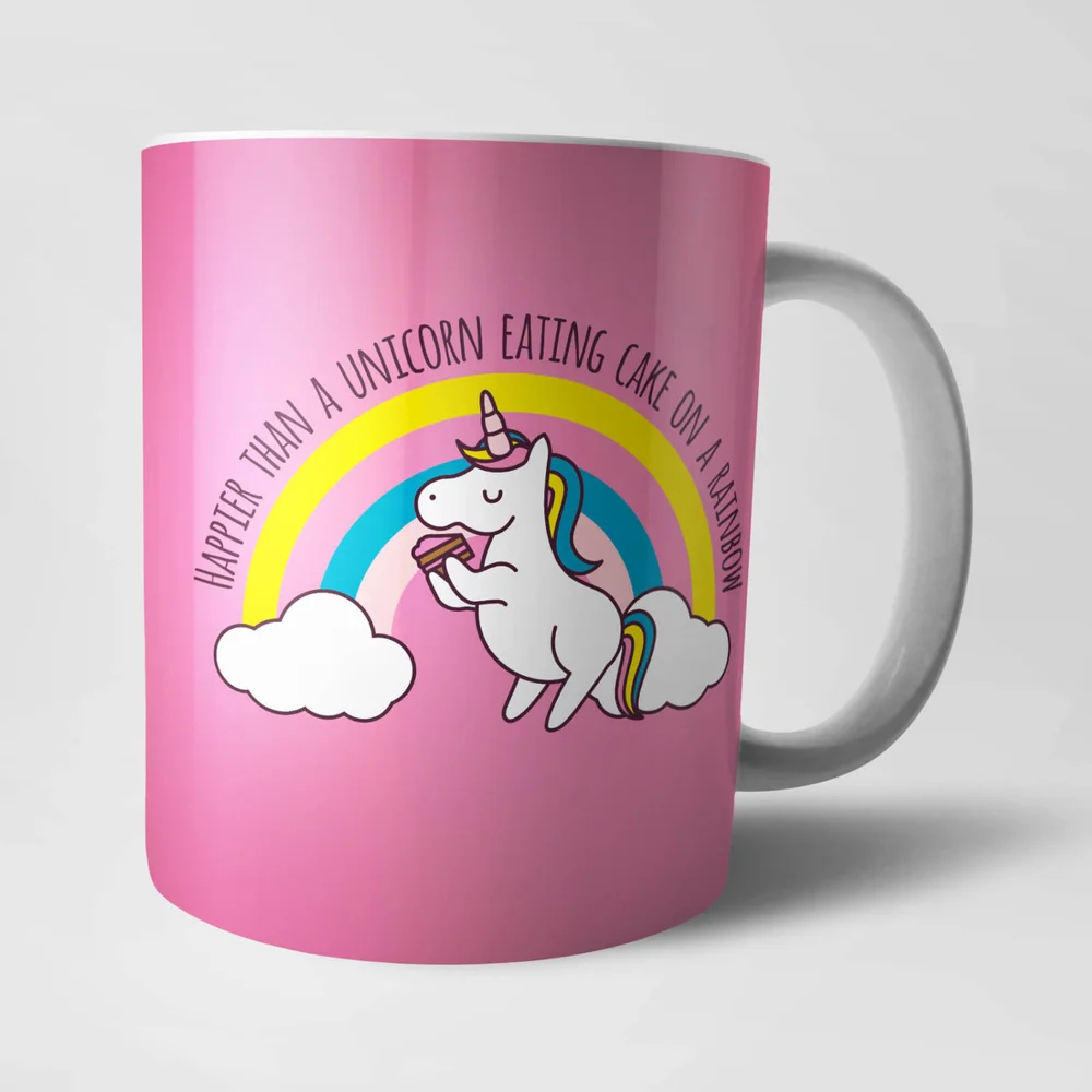Happier Than A Unicorn Eating Cake mok Afbeelding 1