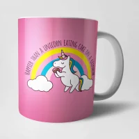 Happier Than A Unicorn Eating Cake mok