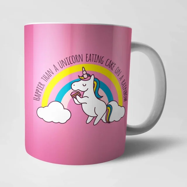 Happier Than A Unicorn Eating Cake mok