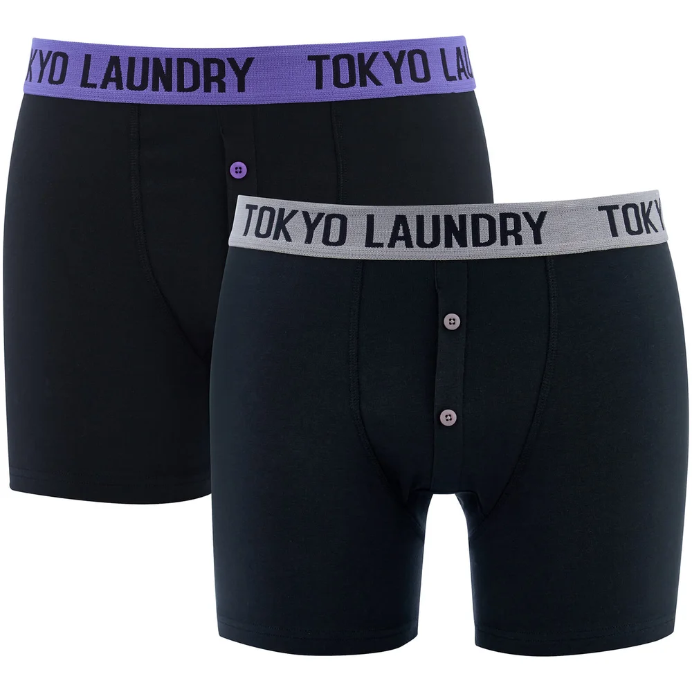 Tokyo Laundry Men's Handley 2 Pack Boxers - Purple Opulence/Mid Grey Marl - S - Zwart Afbeelding 1