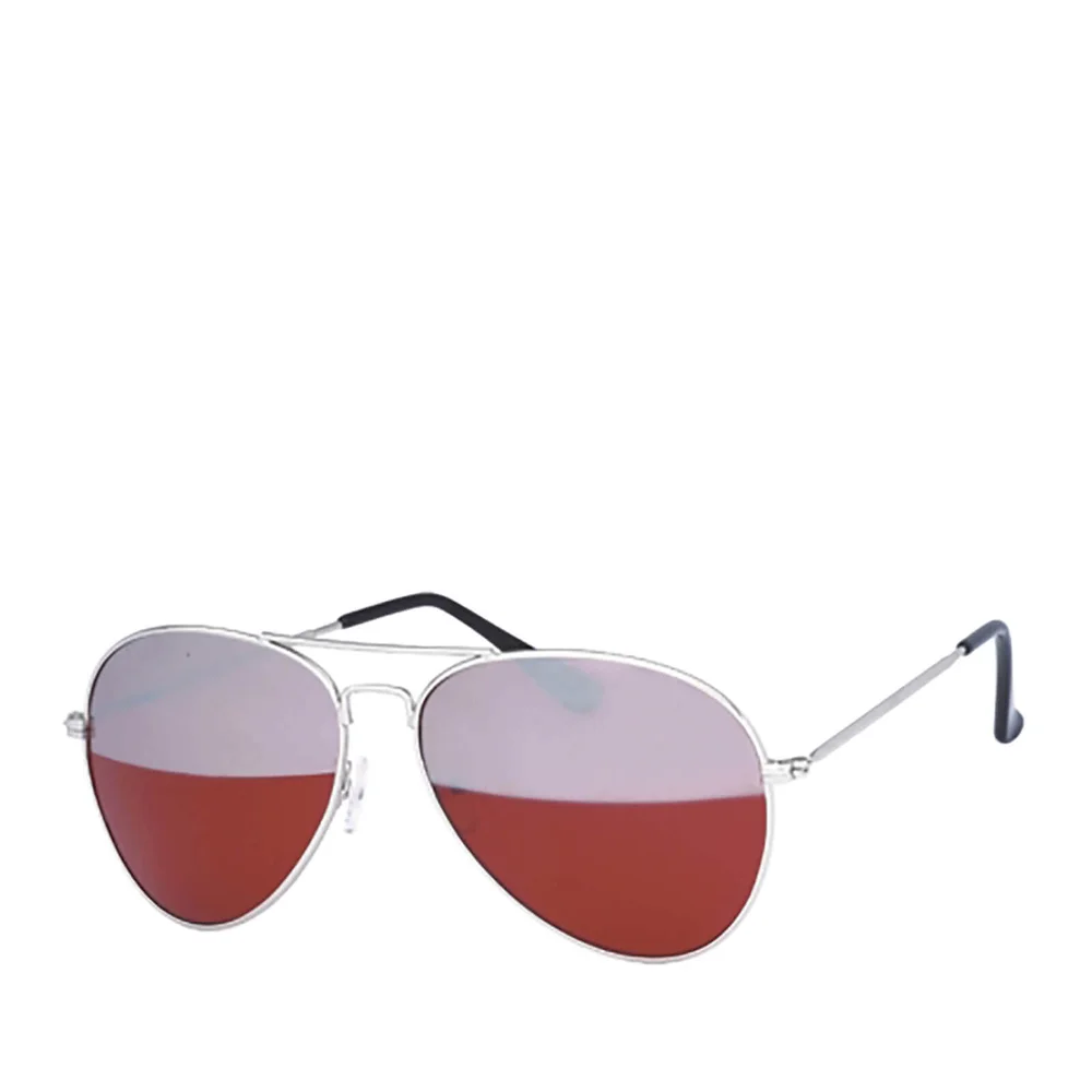 Men's Aviator Mirrored Sunglasses - Silver/Red Afbeelding 1