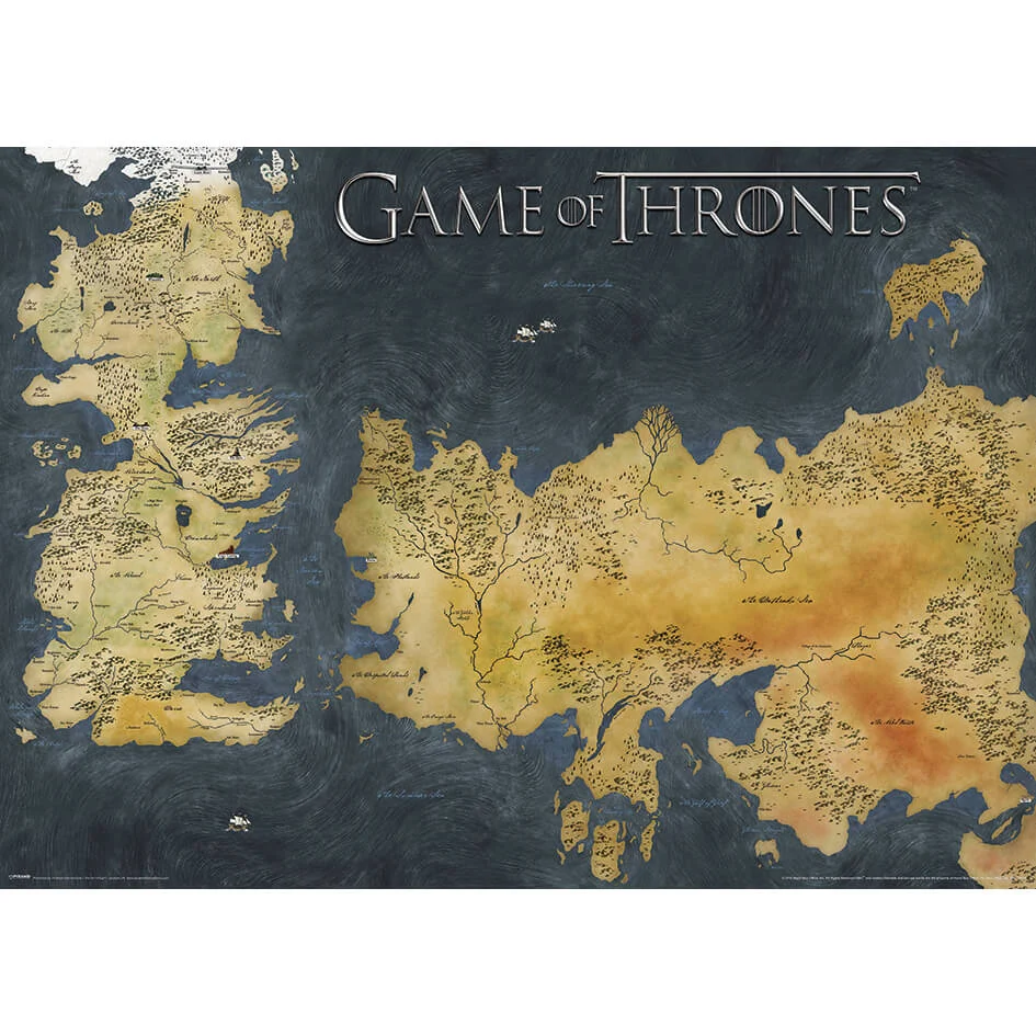 Game of Thrones Poster (Westeros And Essos Antique Map) Afbeelding 1