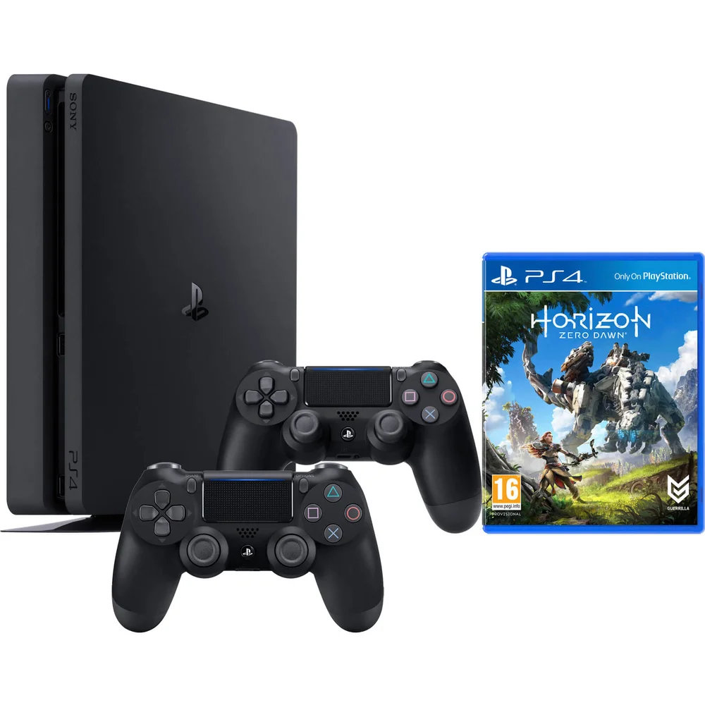 Sony PlayStation 4 Slim 500GB Console - Includes Horizon Zero Dawn & DualShock 4 Controller Afbeelding 1