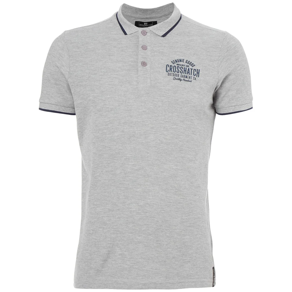 Crosshatch Men's Seton Polo Shirt - Light Grey Marl - S - Grijs Afbeelding 1