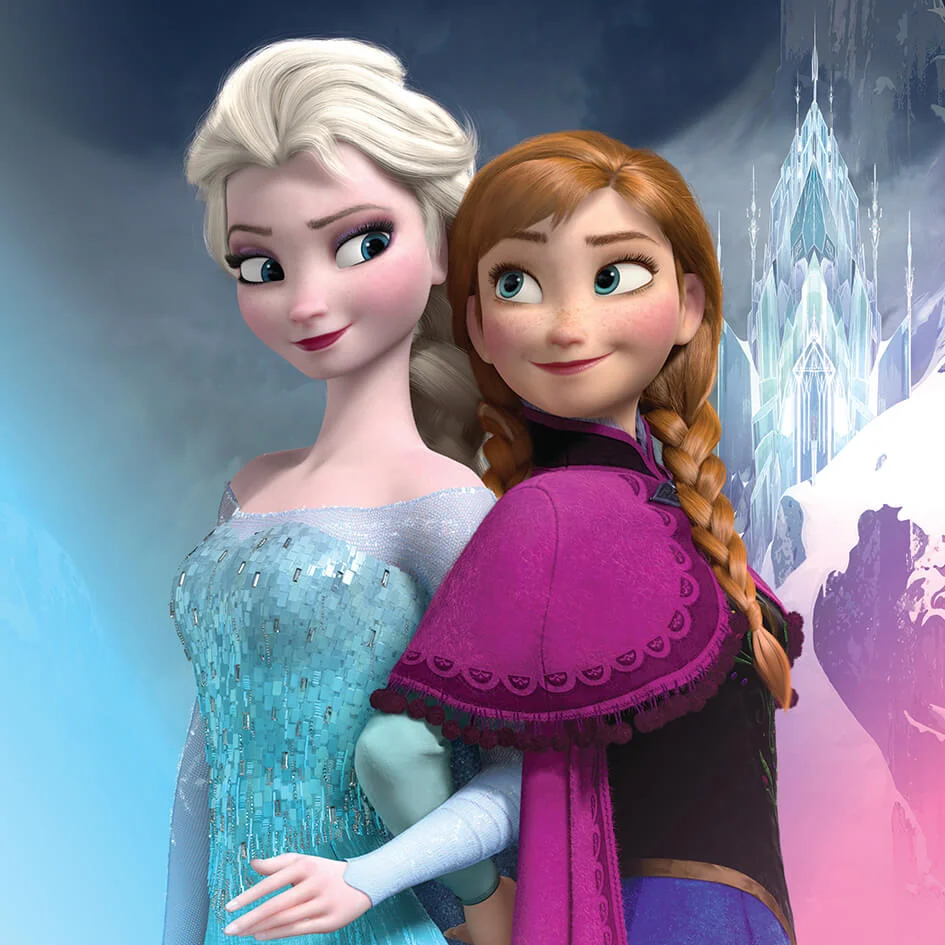 Disney Frozen Elsa and Anna 30 x 30cm Canvas Print Afbeelding 1