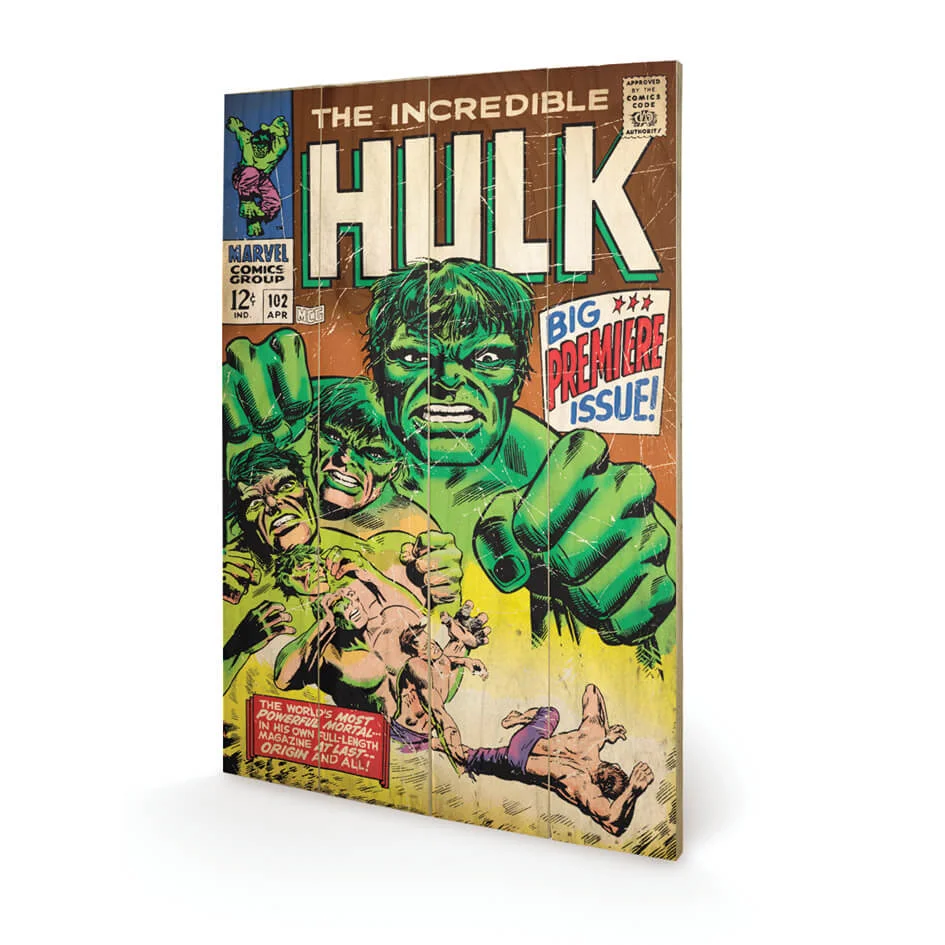 Marvel Hulk Big Issue 40 x 39cm Wood Print Afbeelding 1