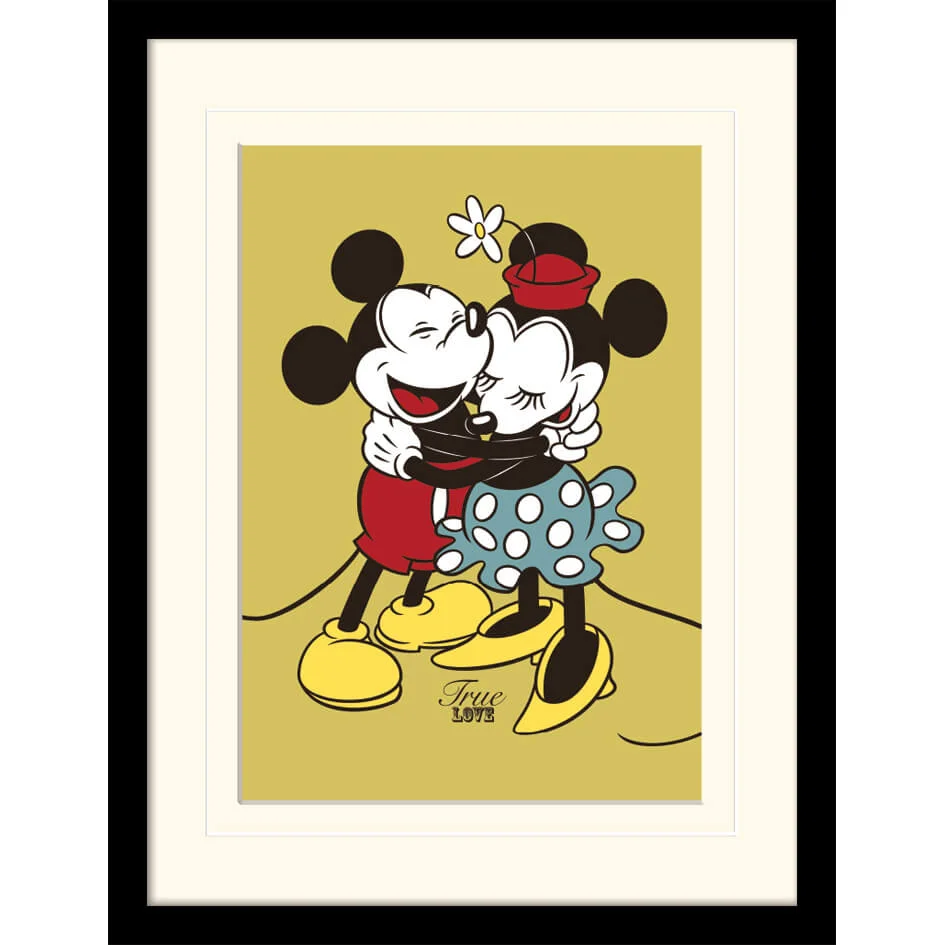 Disney Mickey and Minnie Mouse True Love Mounted 30 x 40cm Print Afbeelding 1