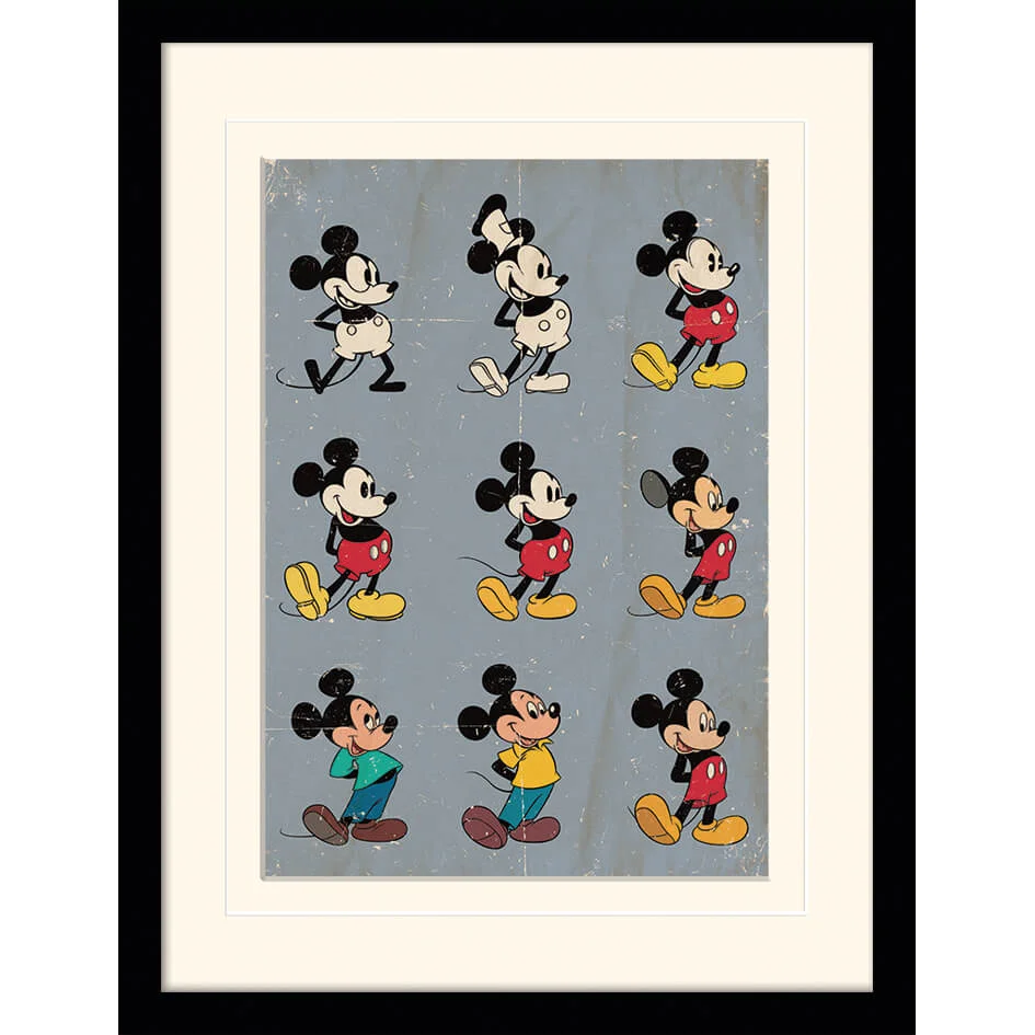 Disney Mickey Mouse Evolution Mounted 30 x 40cm Print Afbeelding 1