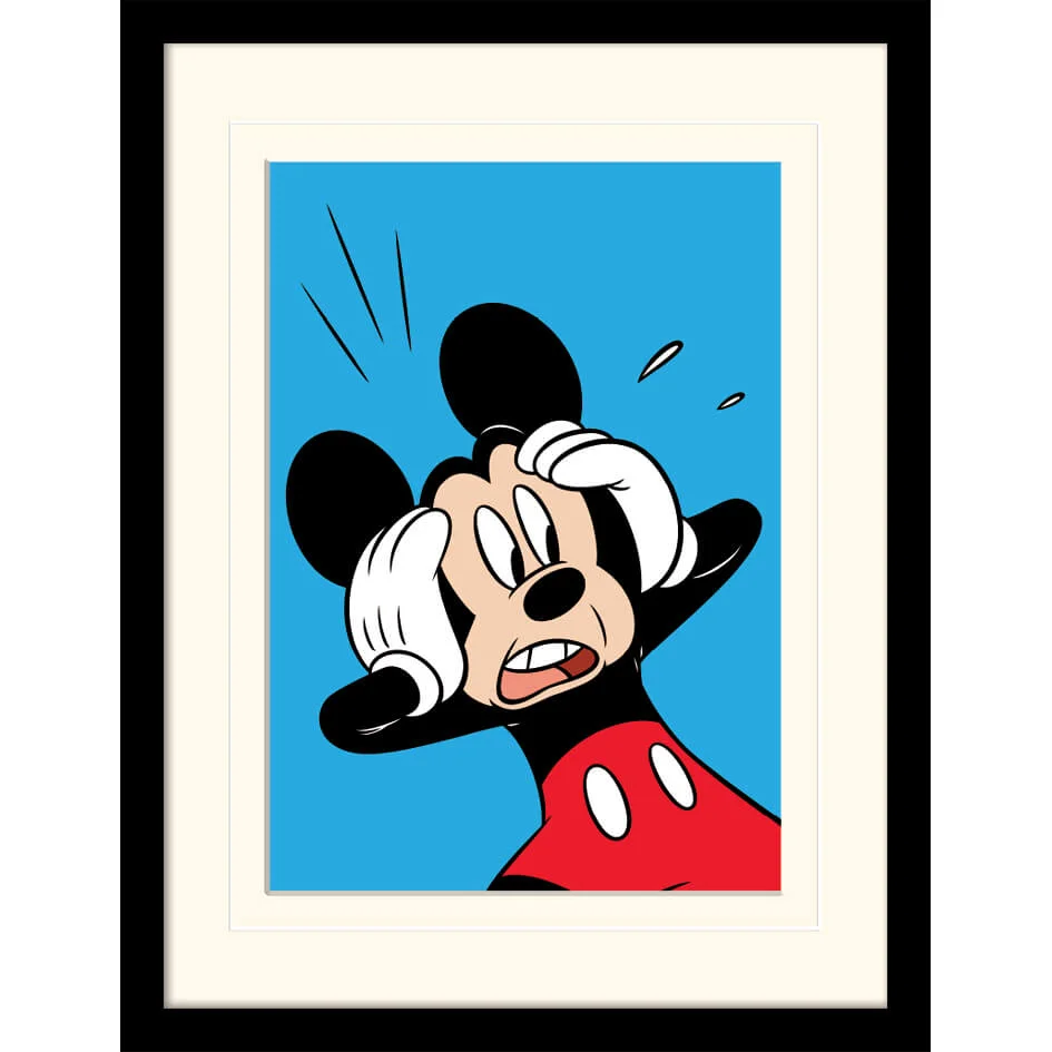 Disney Mickey Mouse Shocked Mounted 30 x 40cm Print Afbeelding 1