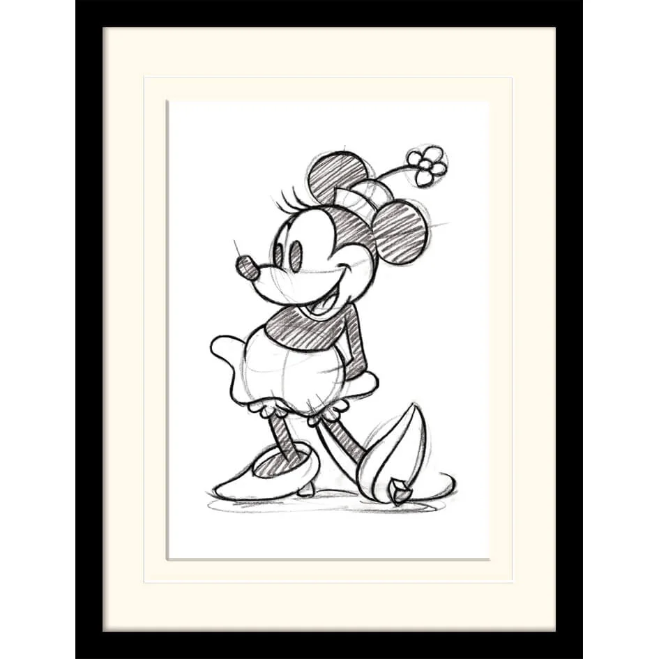 Minnie Mouse Sketched Single Mounted 30 x 40cm Print Afbeelding 1