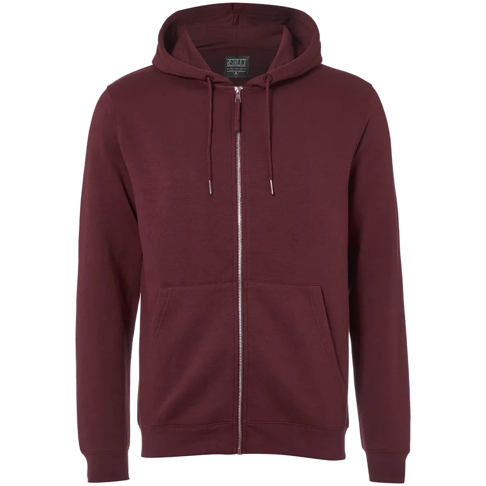 D-Struct Men's Zip Through Hoody - Burgundy - S Afbeelding 1
