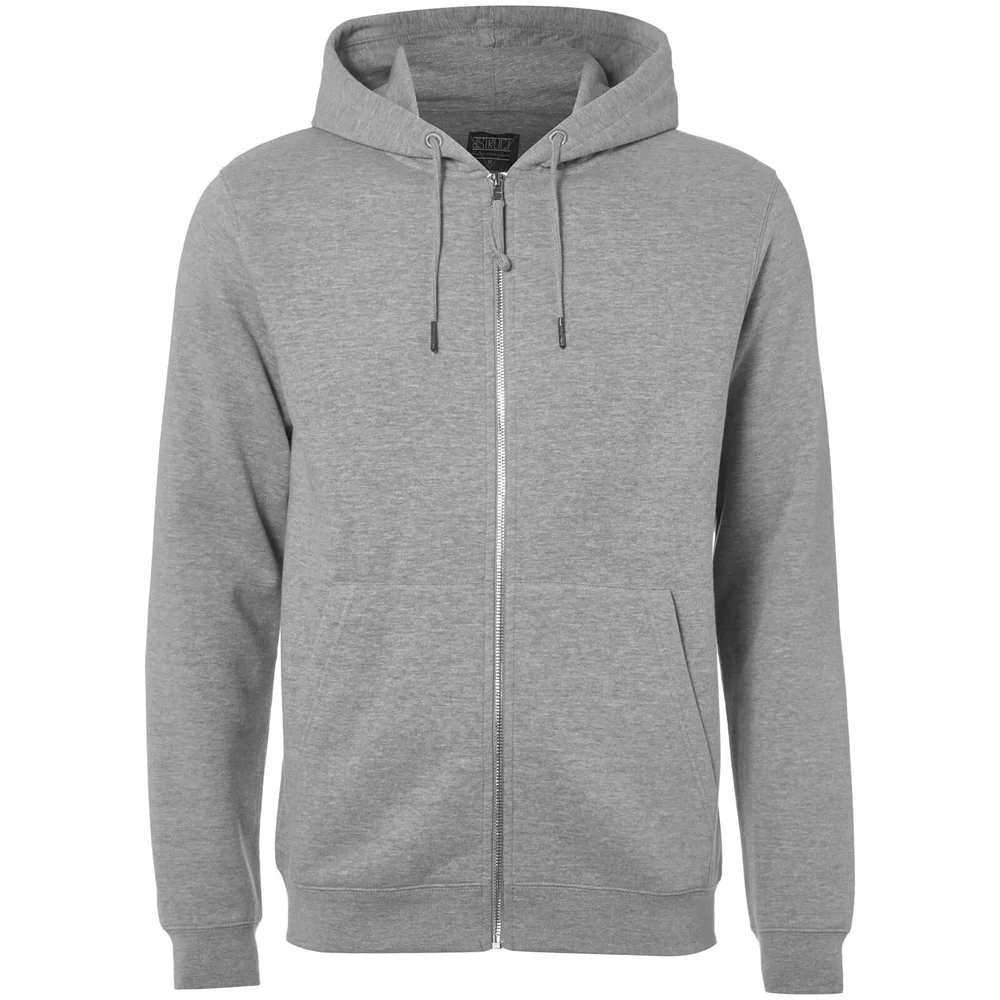D-Struct Men's Zip Through Hoody - Grey Marl - L Afbeelding 1