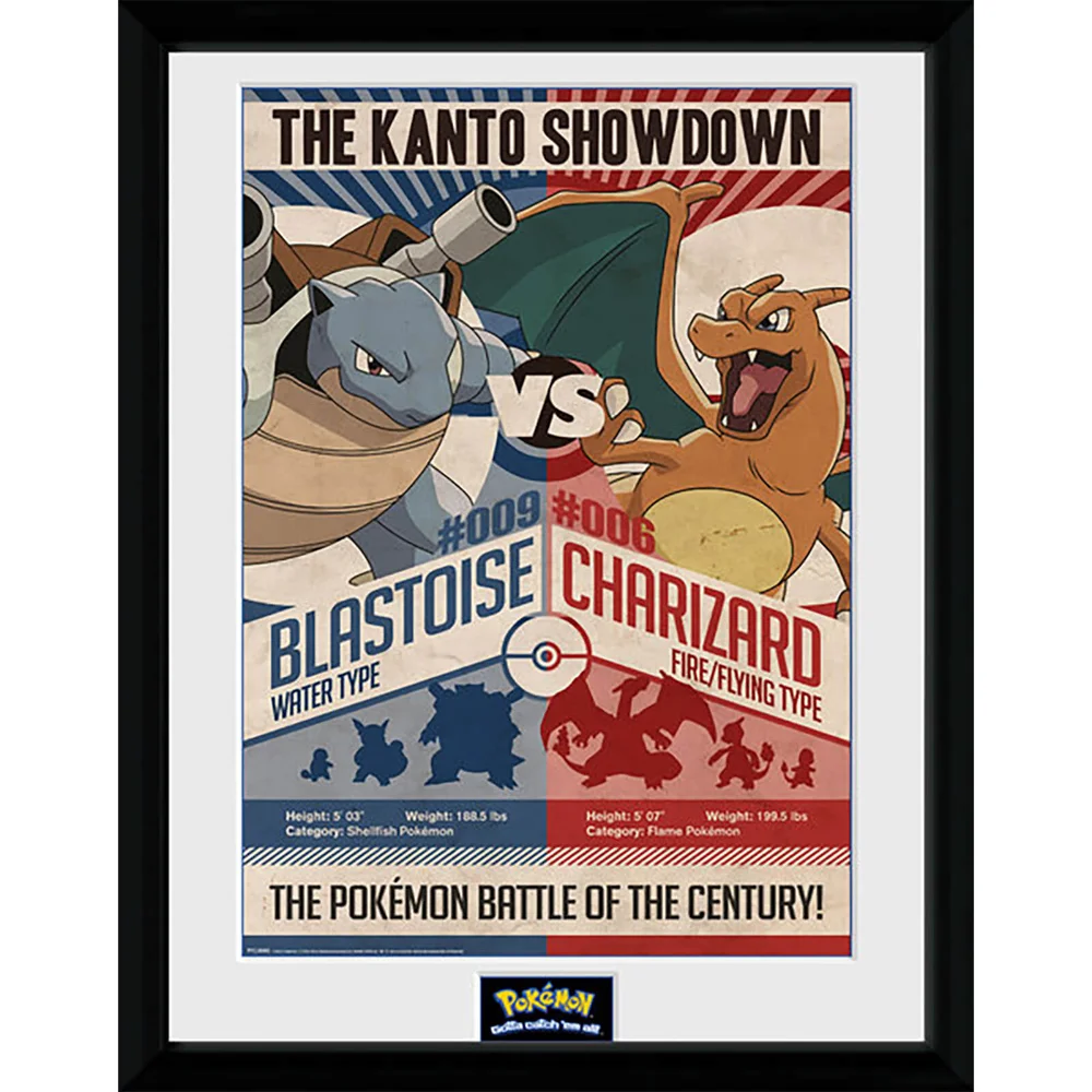 Pokémon Red V Blue - 16 x 12 Inches Framed Photograph Afbeelding 1