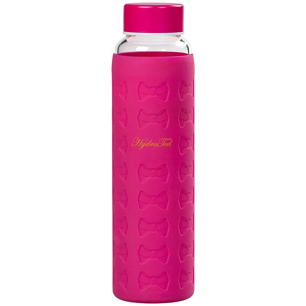 Ted Baker Hot Pink Glass Water Bottle with Silicone Sleeve Afbeelding 1