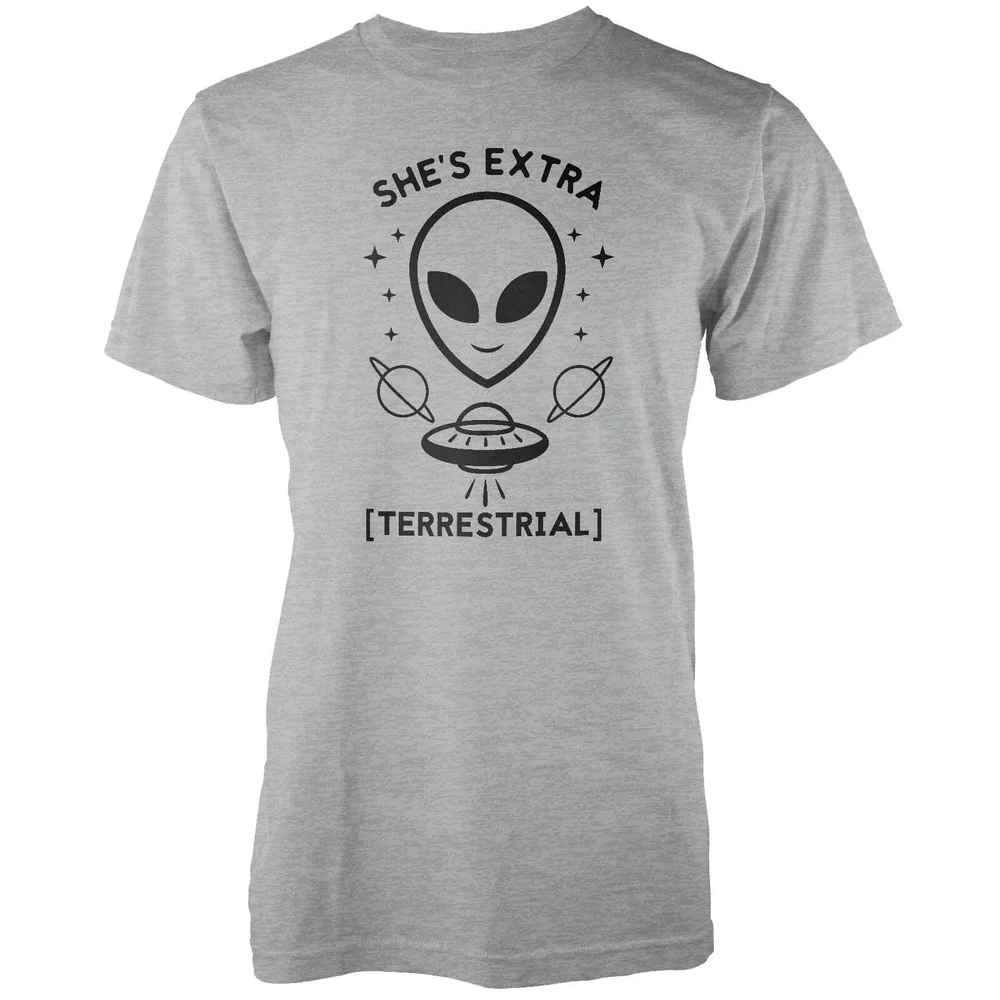 She's Extra Terrestrial Grey T-Shirt - S - Grijs Afbeelding 1