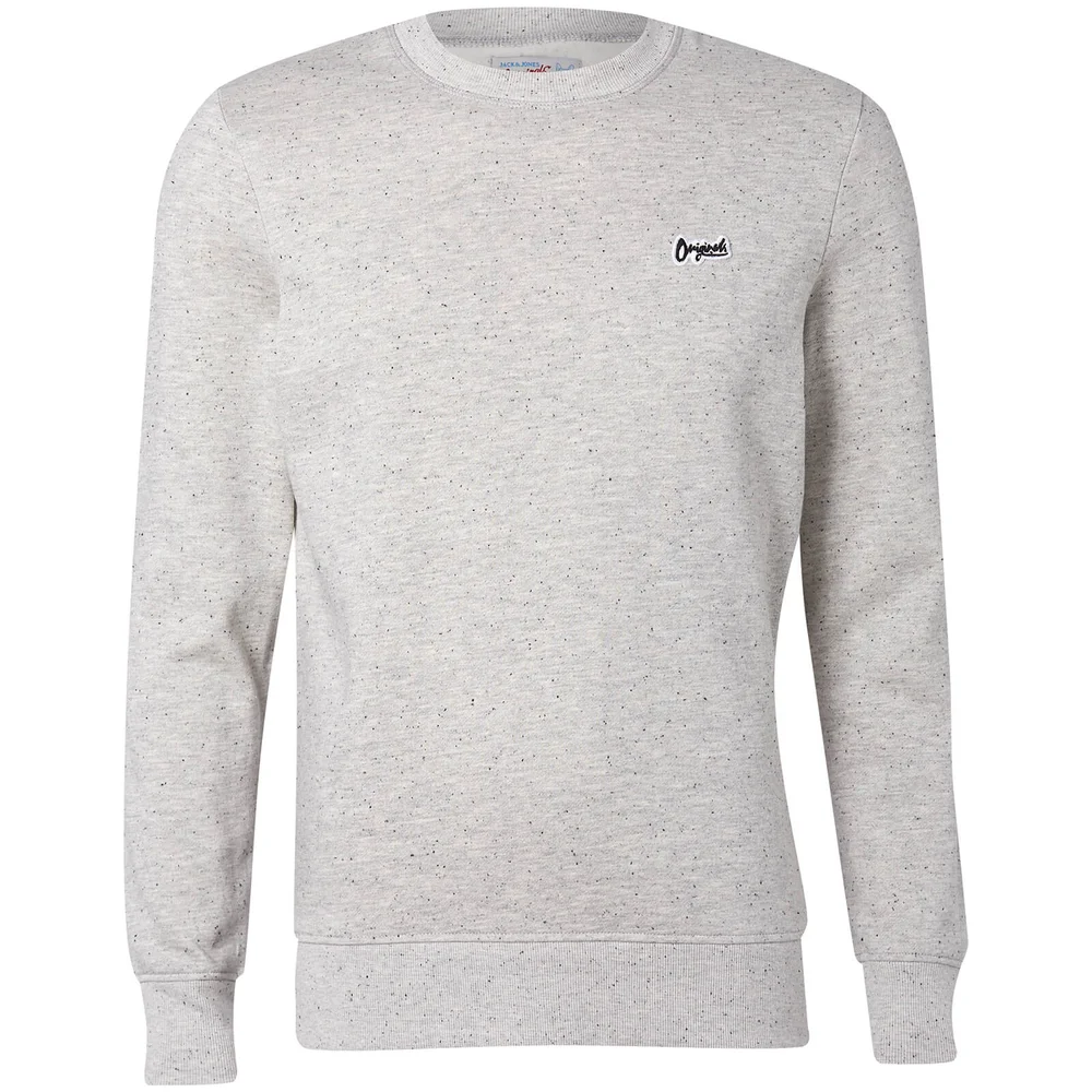 Jack & Jones Originals Men's Nepped Logo Sweatshirt - Light Grey Marl - S - Grijs Afbeelding 1