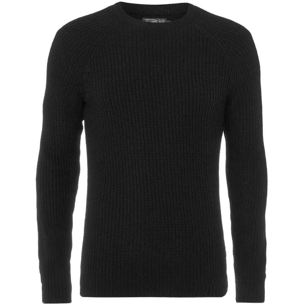 Jack & Jones Originals Men's Panel Rib Raglan Jumper - Black - S - Zwart Afbeelding 1