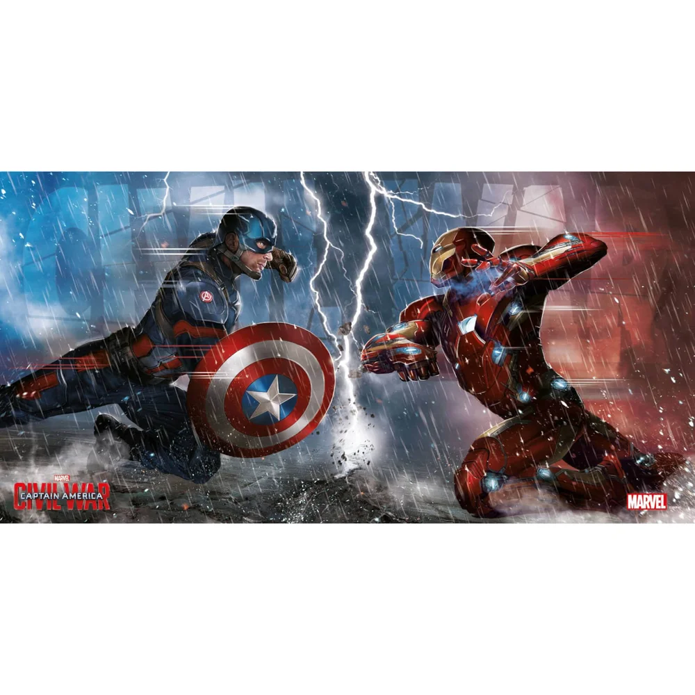 Captain America Civil War Glass Poster - Duel (60 x 30cm) Afbeelding 1