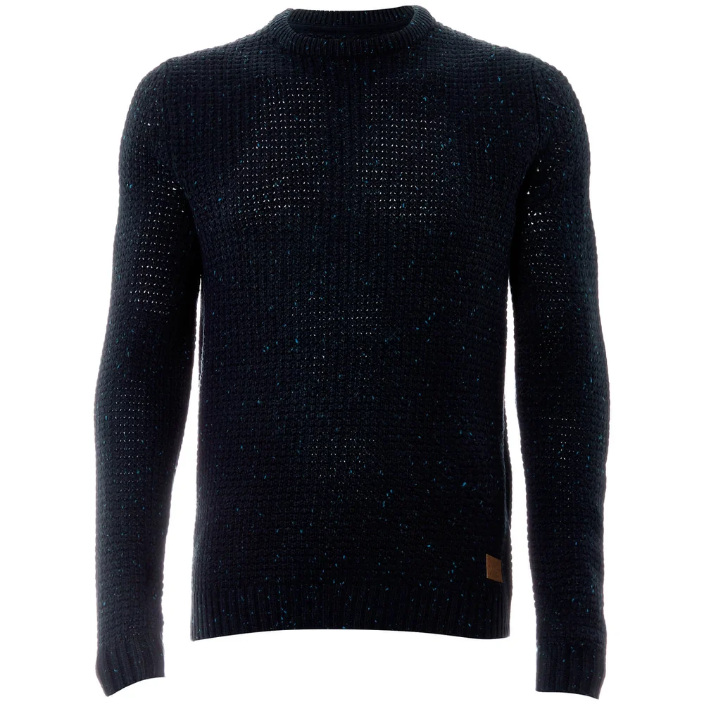 Threadbare Men's Copenhagen Chunky Crew Neck Jumper - Navy Nep - S - Navy blauw Afbeelding 1