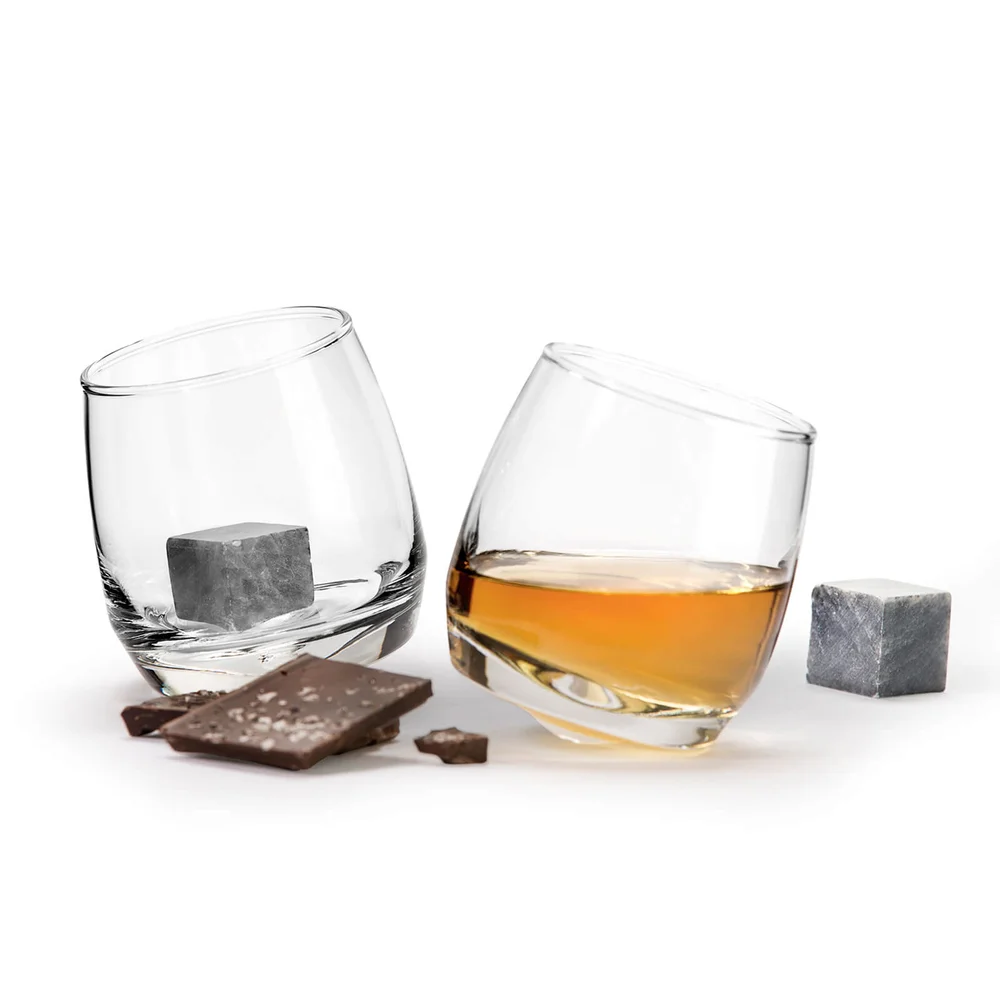 Sagaform Club Whiskey Gift Set - 2 Rocking Whiskey Glasses and 2 Drinkstones Afbeelding 1