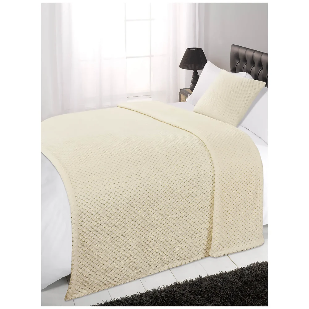 Dreamscene Cream Waffle Throw - 125 x 150cm Afbeelding 1