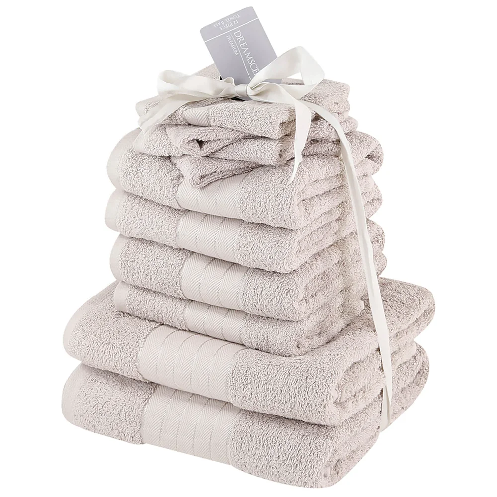Highams 100% Cotton 10 Piece Towel Bale (500GSM) - Natural Afbeelding 1