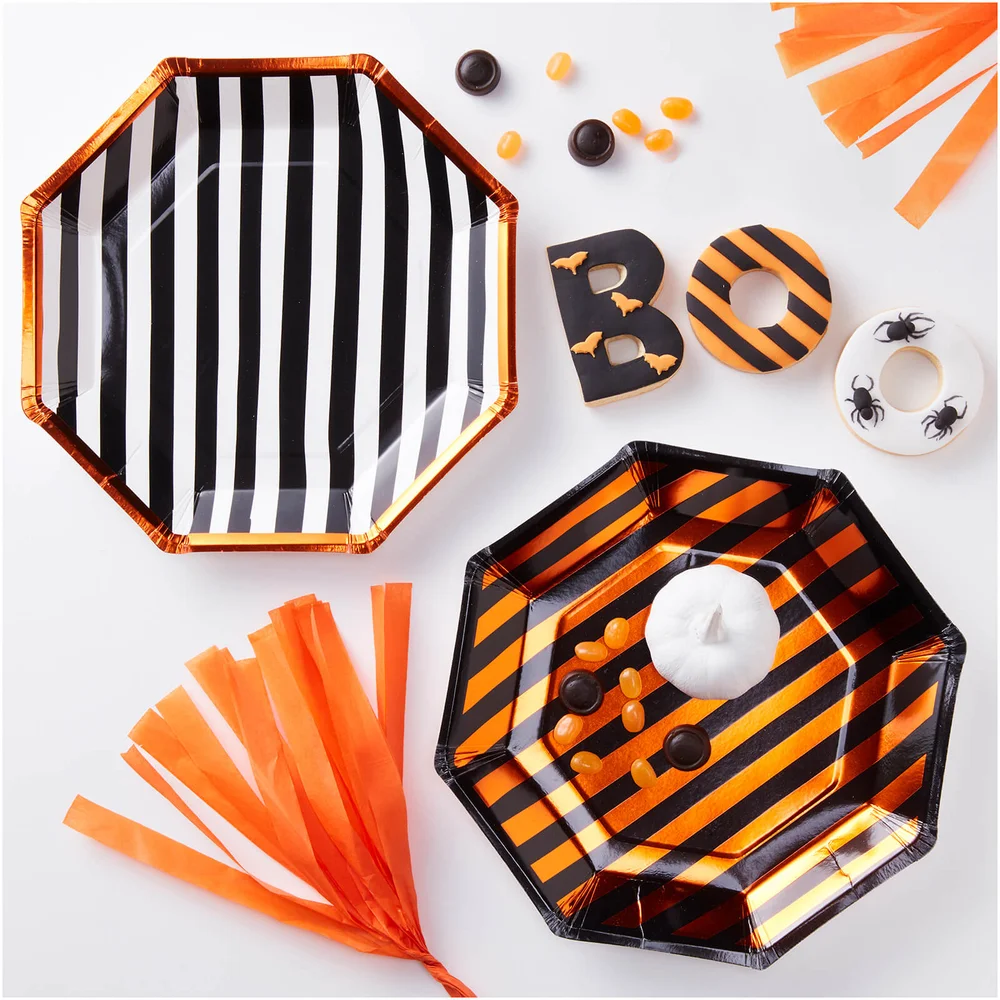 Ginger Ray Orange Foiled Twin Pack Design Paper Plates - Pumpkin Party Afbeelding 1