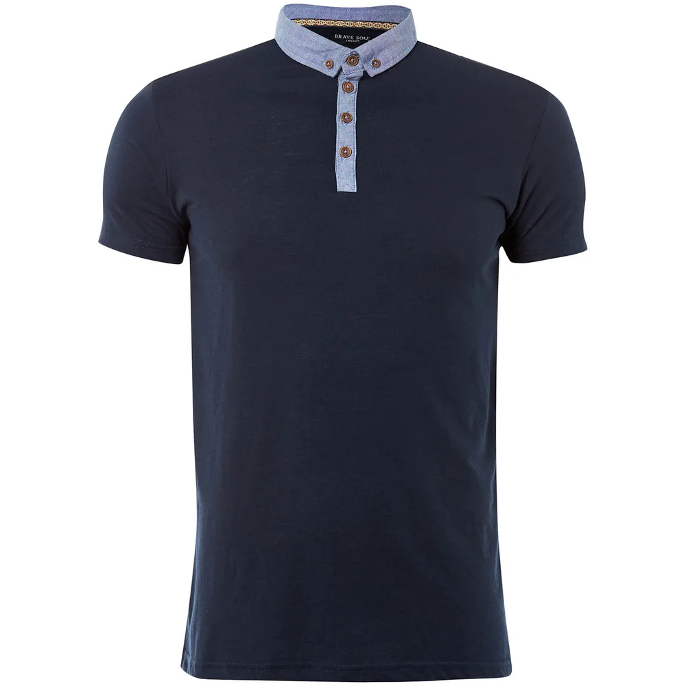 Brave Soul Men's Chimera Polo Shirt - Navy - S - Navy blauw Afbeelding 1