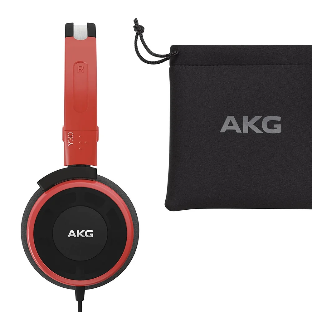 AKG Y30U Lightweight Foldable On-Ear Headphones with In-Line Microphone and Remote Control - Red Afbeelding 1