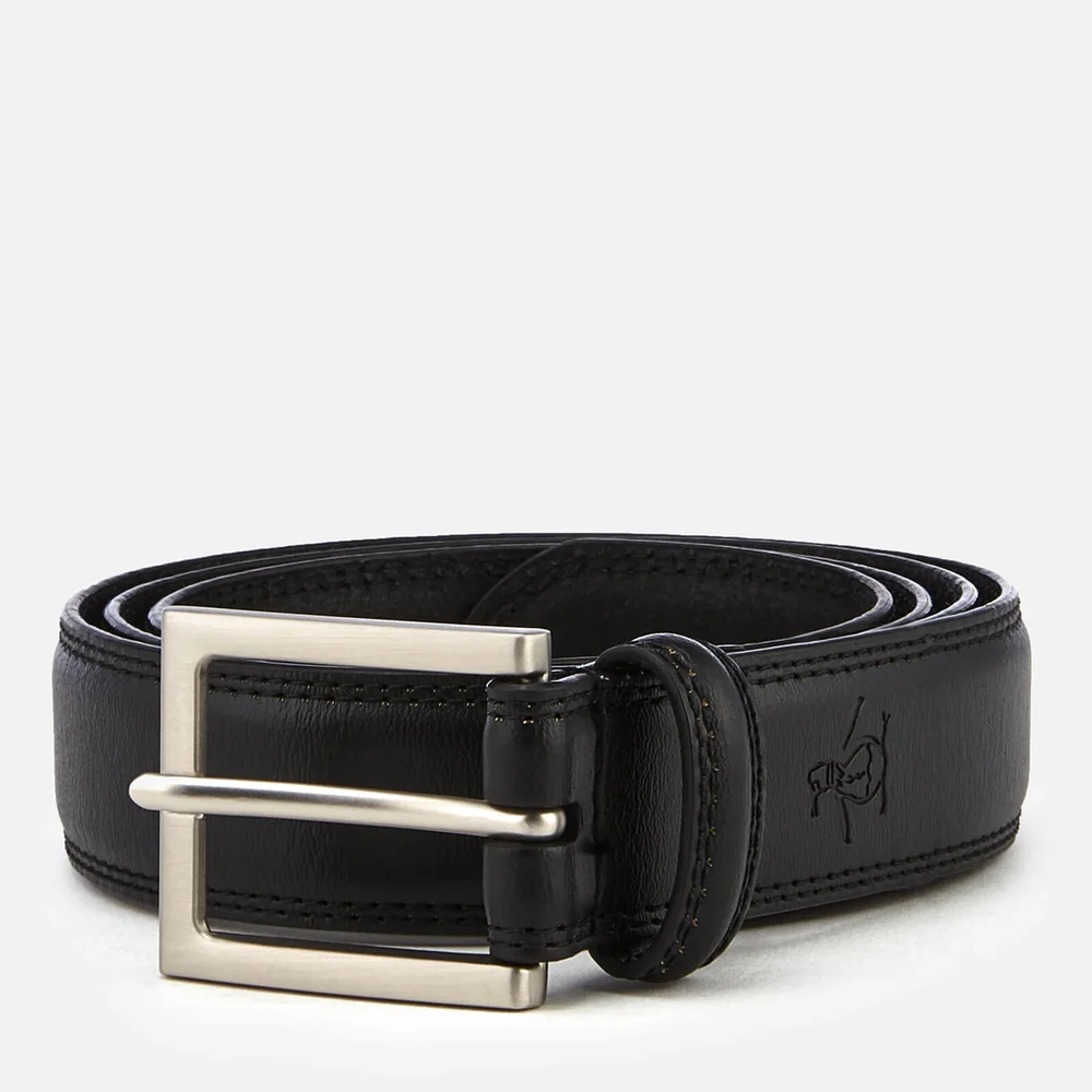 Original Penguin Men's Leather Double Edge Stitch Belt - Black - S-M - Zwart Afbeelding 1