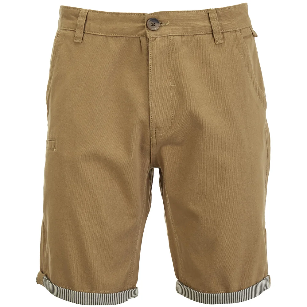 Brave Soul Men's Hansen Tick Chino Shorts - Stone - S Afbeelding 1