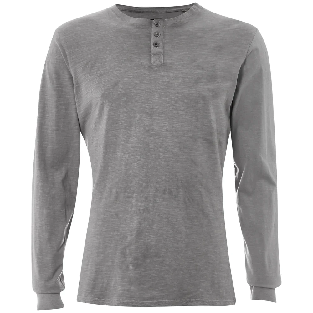 Threadbare Men's Austin Grandad Long Sleeve Top - Grey - S Afbeelding 1