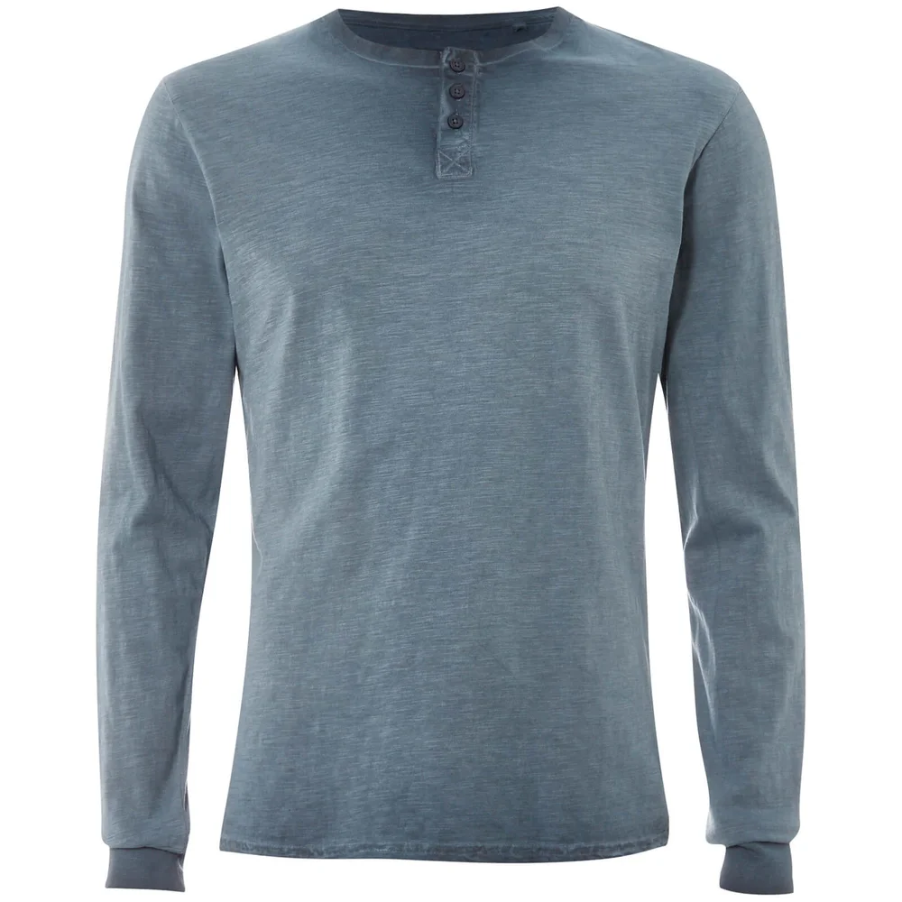 Threadbare Men's Austin Grandad Long Sleeve Top - Denim - S Afbeelding 1