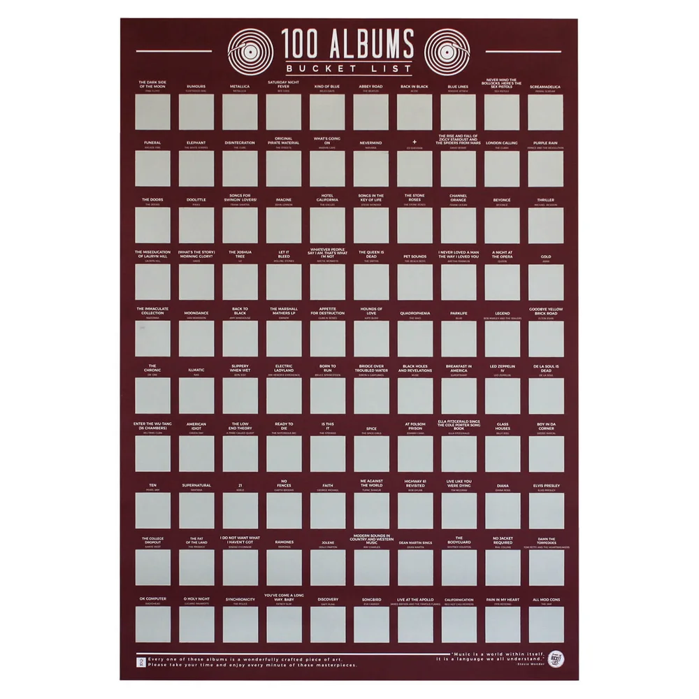 100 albums bucketlist poster Afbeelding 1