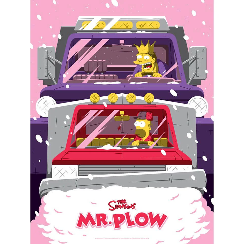 The Simpsons Mr. Plow Variant Zeefdruk door Acme Archive Artist Florey (45 x 60 cm) Beperkt tot 100 stuks - Zavvi UK Exclusive Afbeelding 1