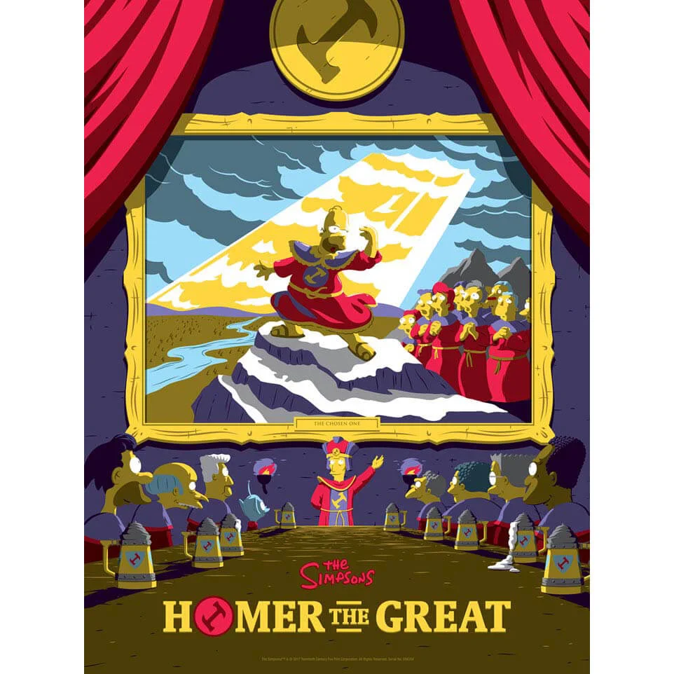 The Simpsons: Homer the Great Variant Silkscreen Print by Florey - Limited to 100 - Zavvi UK Exclusive Afbeelding 1