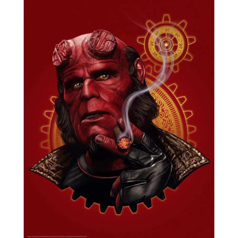 Limited Edition Fine Art Giclee - Hellboy - Smoking - Zavvi Exclusive Afbeelding 1