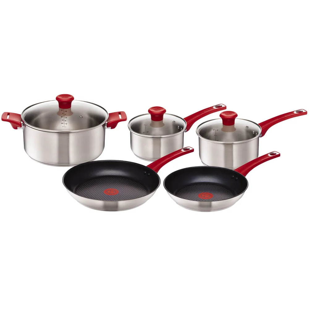 Jamie Oliver by Tefal H801S514 Stainless Steel 5 Piece Cookware Set - Red Afbeelding 1