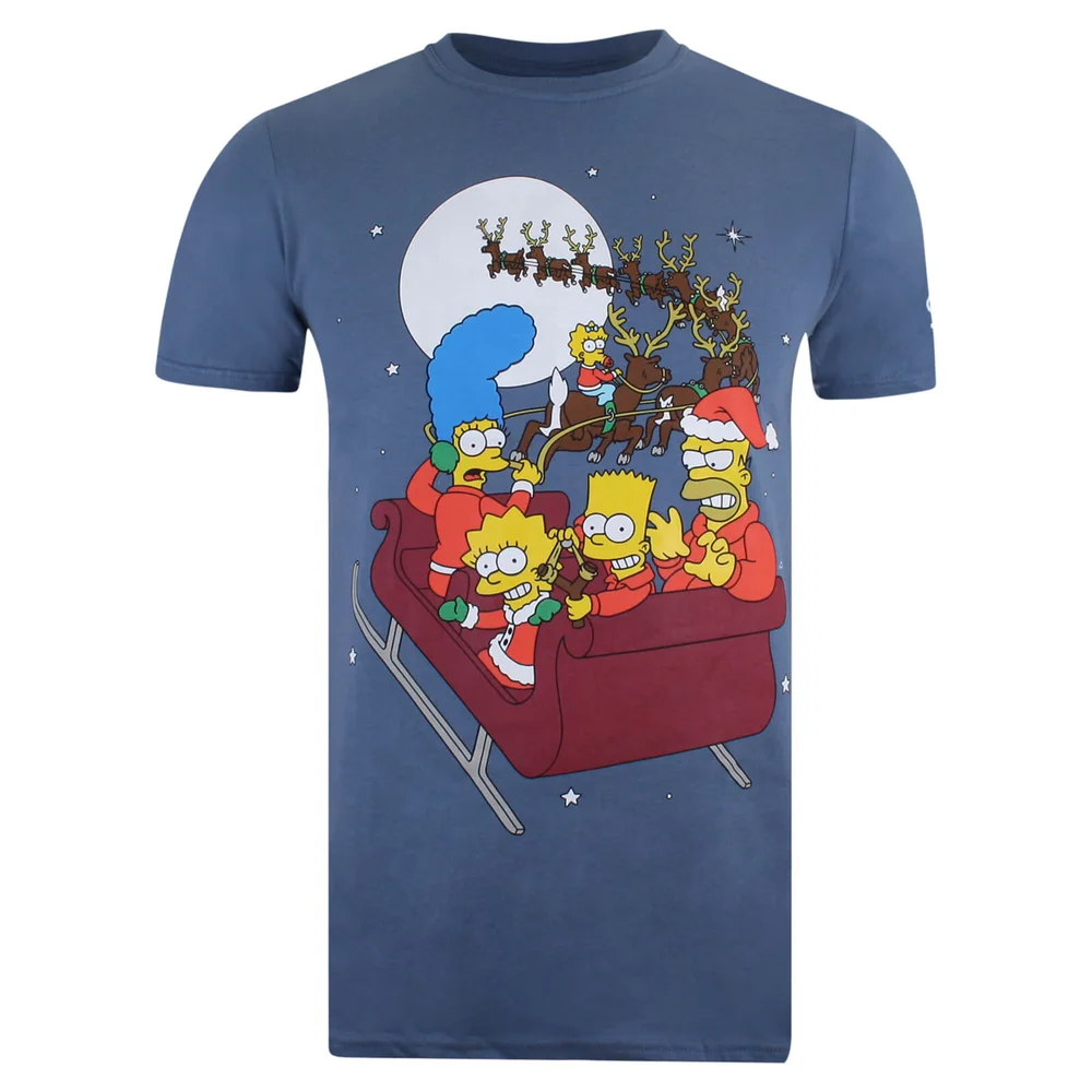 The Simpsons Men's Christmas Sleigh T-Shirt - Indigo - S - Navy blauw Afbeelding 1