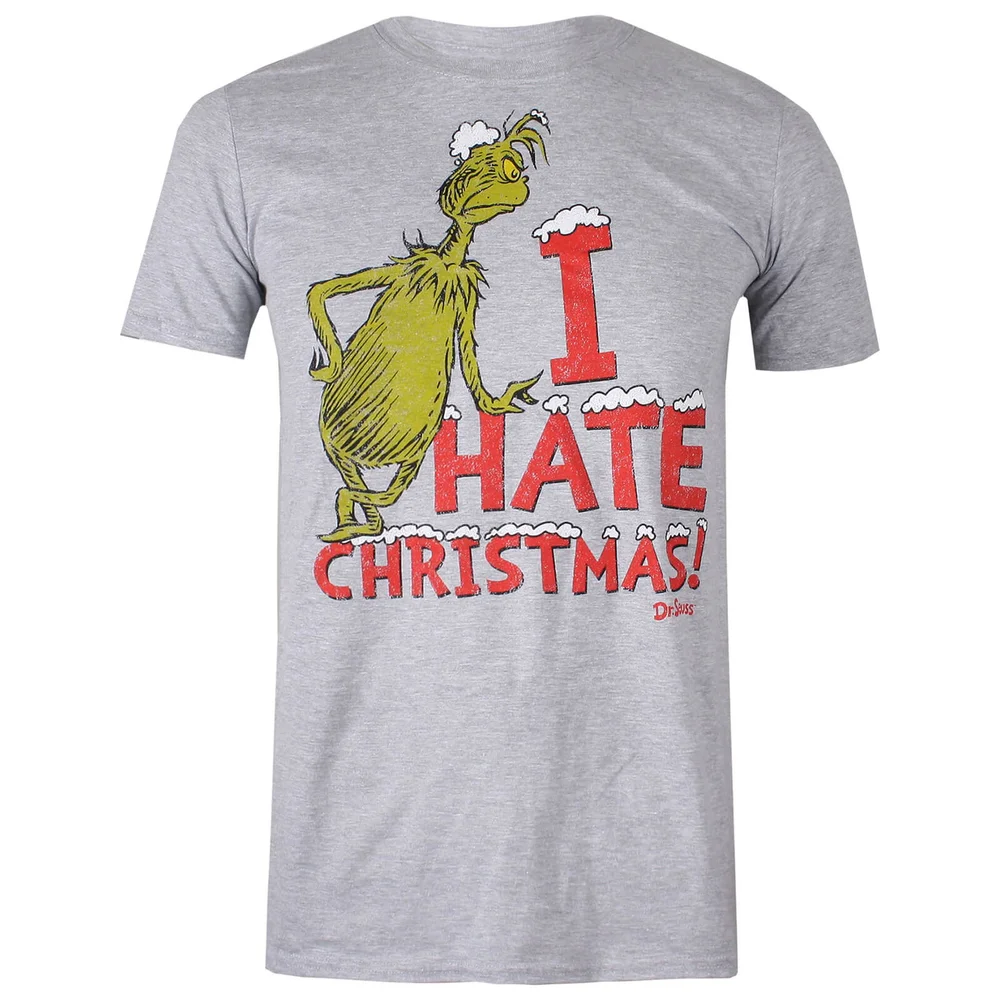 The Grinch Men's Christmas Vintage Hate T-Shirt - Grey Marl - S Afbeelding 1