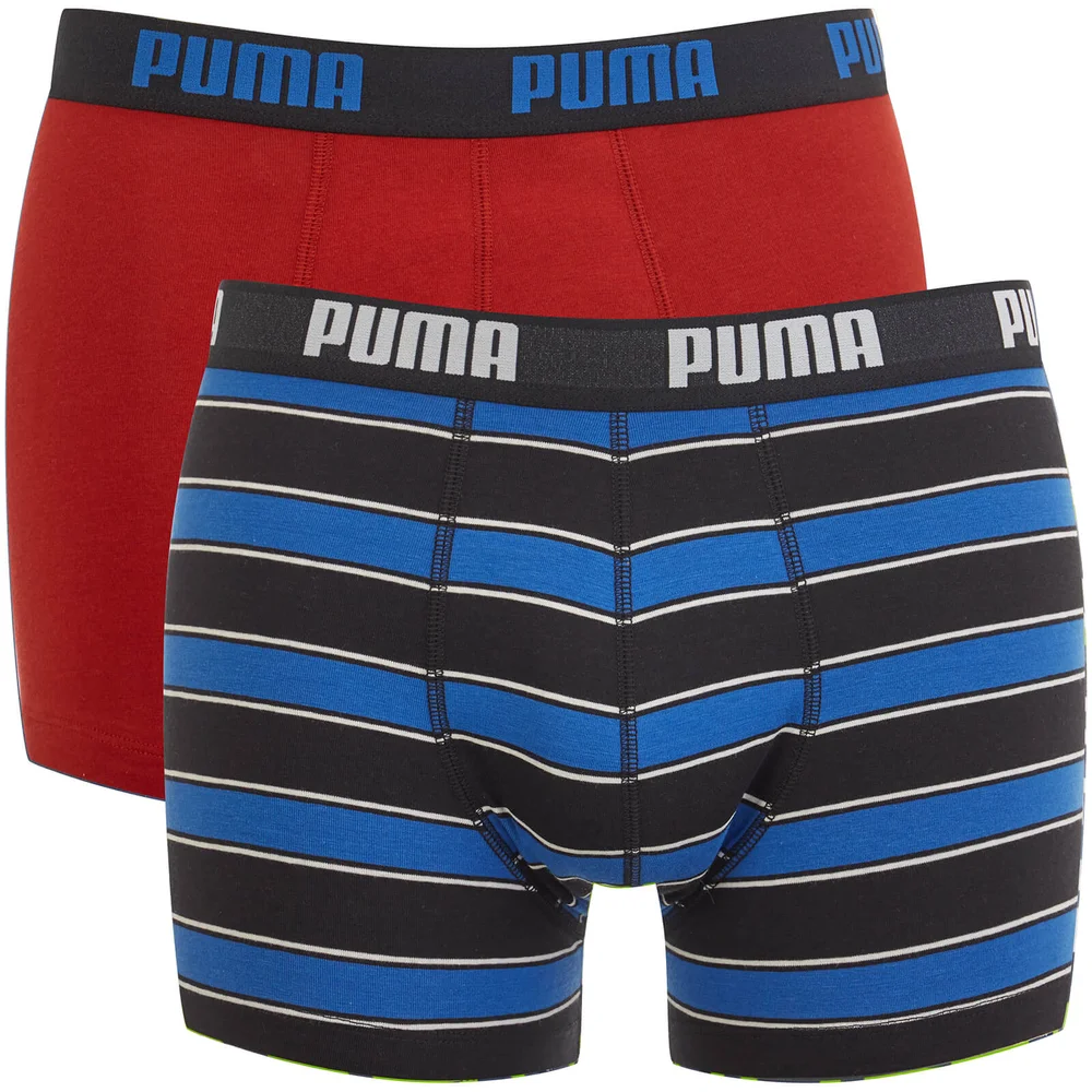Puma Men's 2 Pack Rugby Stripe Boxers - Blue/Red - S - Blue/Red Afbeelding 1