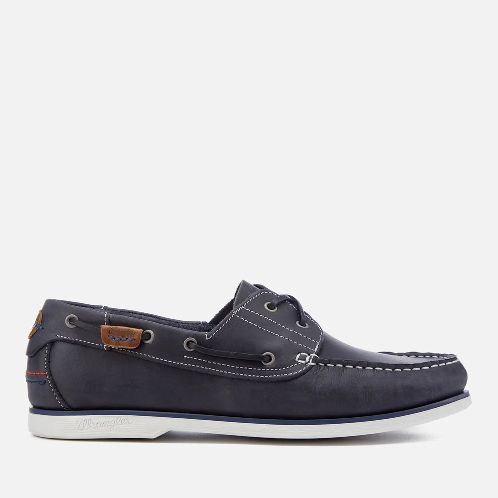 Wrangler Men's Ocean Leather Boat Shoes - Navy - UK 6 - Blauw Afbeelding 1
