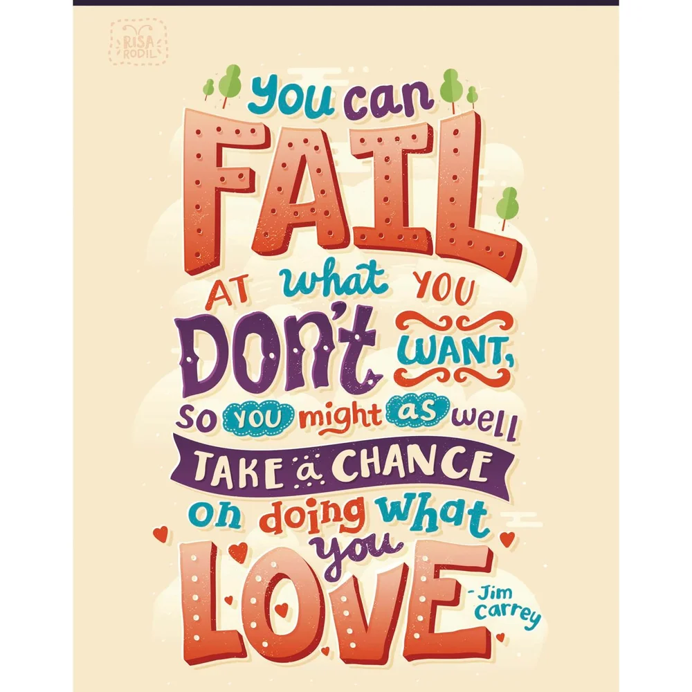 Jim Carrey 'You Can Fail At What You Don't Want' Art Print Afbeelding 1