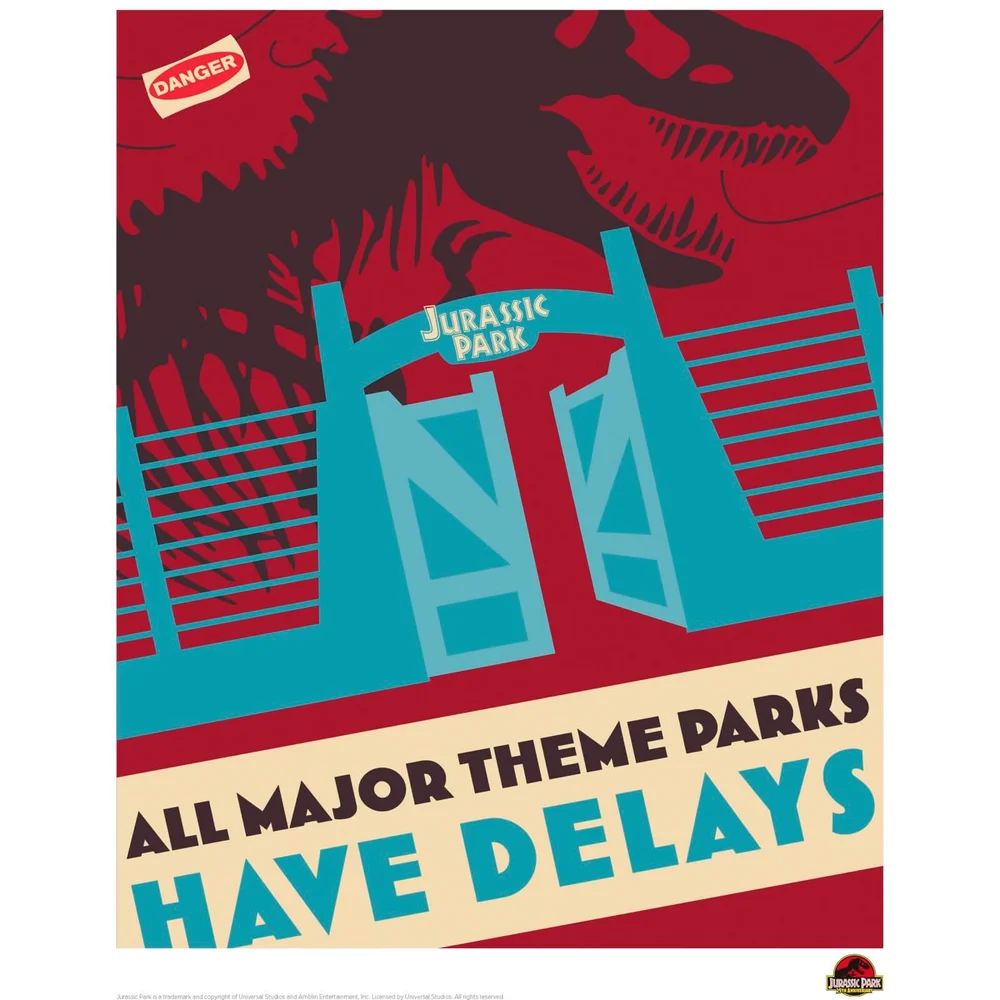 Jurassic Park Theme Park Delays Limited Edition Art Print Afbeelding 1