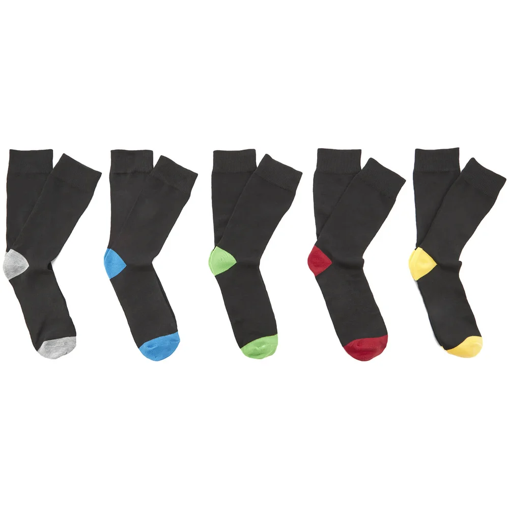 Brave Soul Men's Sol 5-Pack Socks - Black (UK 7-11) Afbeelding 1