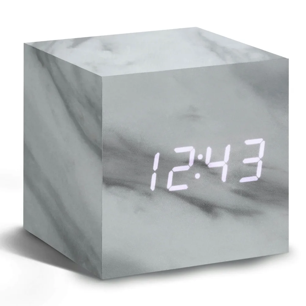 Gingko Cube Click Clock - Marmer Afbeelding 1