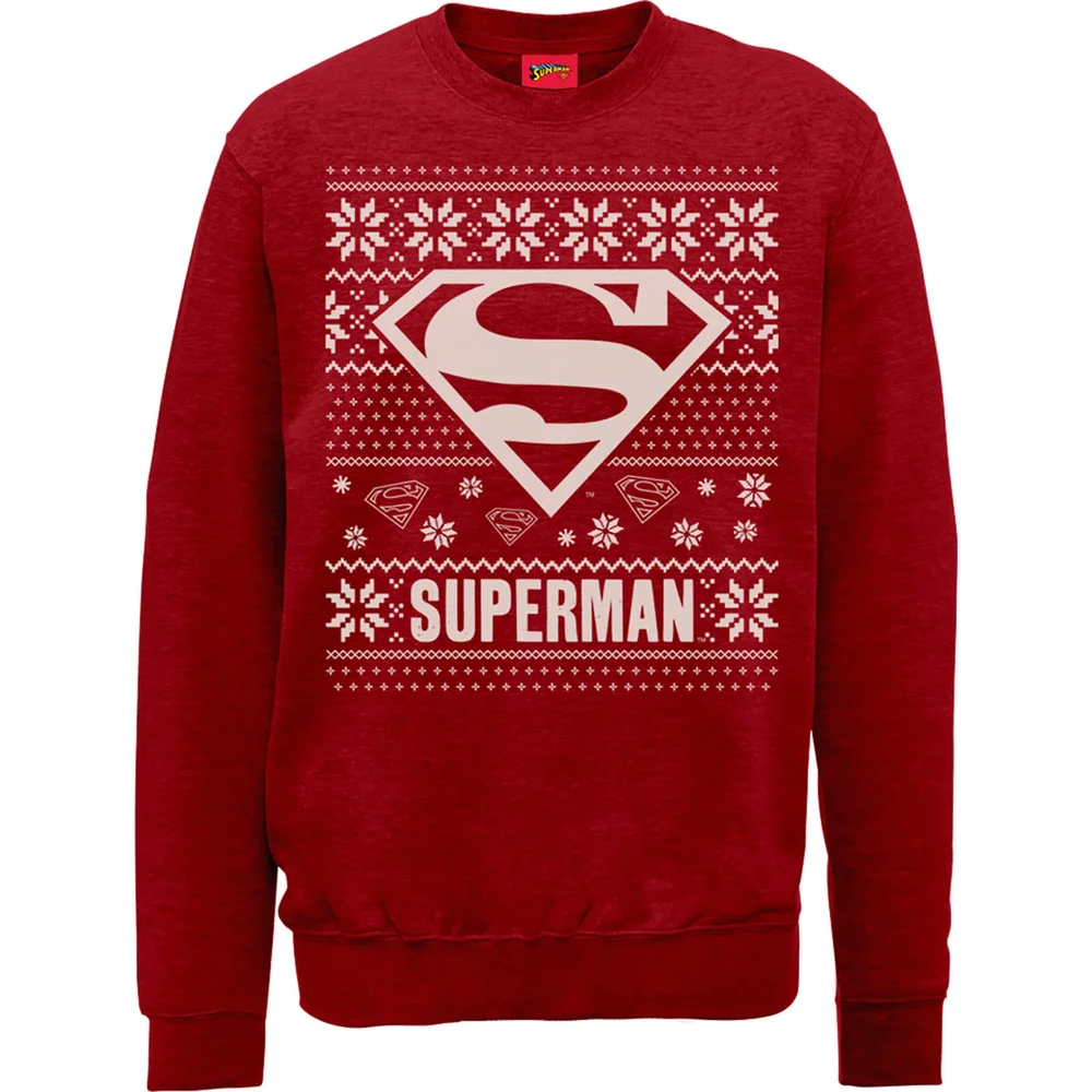 DC Comics Superman Logo Kersttrui - Rood - S Afbeelding 1