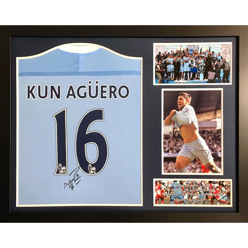 Sergio Aguero Signed and Framed Manchester City Shirt Afbeelding 1
